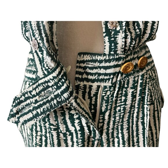 Anthropologie ETT TWA Sleeveless Romper Women's Size 0 Green & White Pockets - Picture 15 of 16